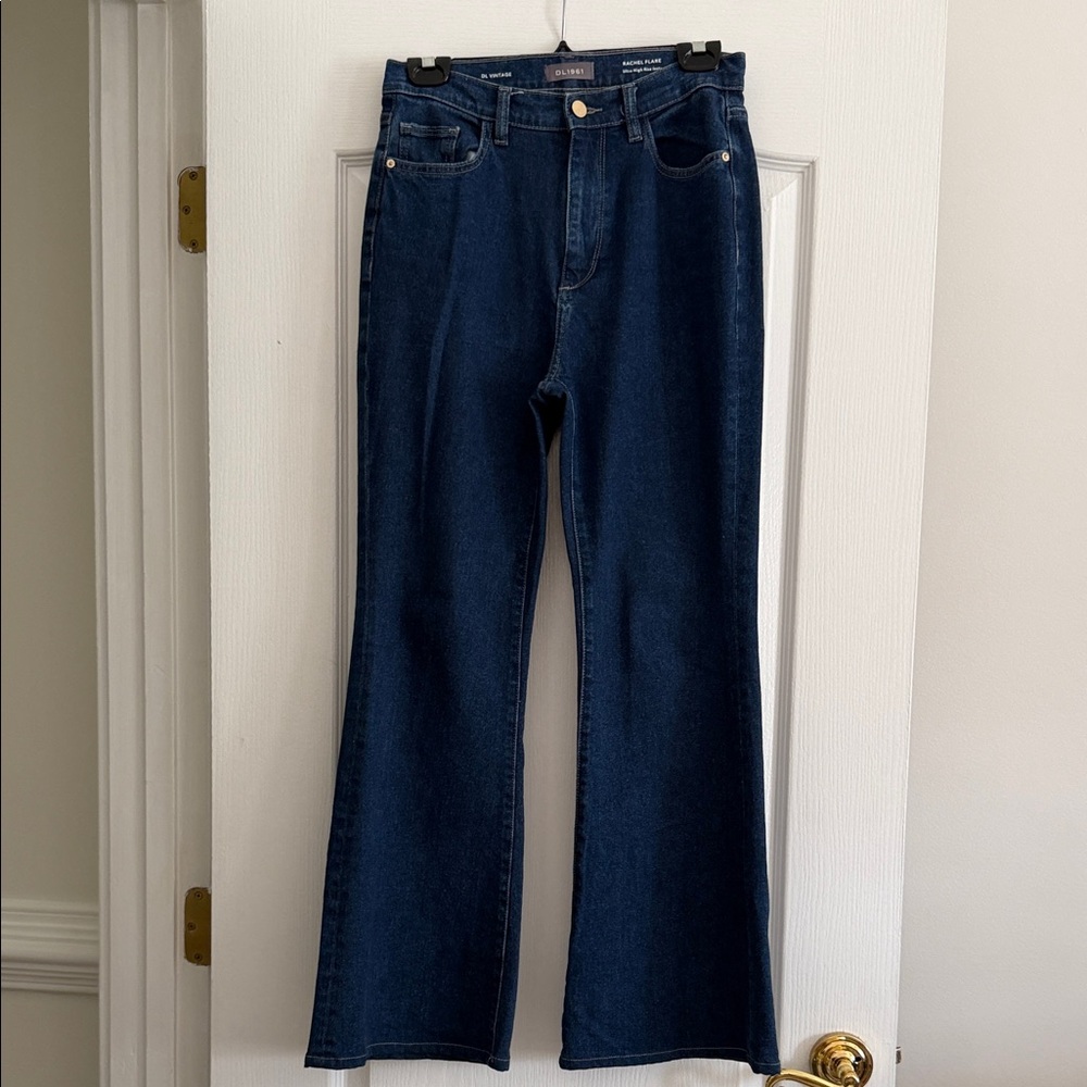 High-Rise Dark Indigo Flare Leg Jeans